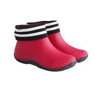 Over The Shoe Rain Boots for Men Shoes Plus Cotton Removable Female Flat Non Slip Outer Multi Functional Rain Boots in Tube Water Shoes (Red, 5.5)