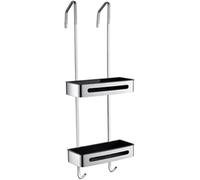 Over The Shower Door Caddy, Pantry Organizer Rack With Hooks, Rust Proof Hanging Shower Organizer, W/Storage Basket, Bathroom Shelves Drill Free