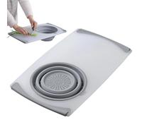 Over the Sink Chopping Board with Strainer, Chopping Board with Strainer for Sink, Extendable Strainer, Over the Sink, Chopping Board, Non-Slip, Foldable, Pasta Strainer for Fruit and Vegetables
