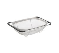Over The Sink Colander, Expandable Stainless Steel Mesh Strainer with Extendable Handle, Fine Mesh Basket for Fruits Vegetables Pasta, Space-Saving Kitchen Essentials for Small Sink (M(27 * 18 * 11))