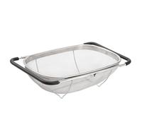Over The Sink Colander, Expandable Stainless Steel Mesh Strainer with Extendable Handle, Fine Mesh Basket for Fruits Vegetables Pasta, Space-Saving Kitchen Essentials for Small Sink (L(34 * 24 * 11))