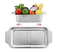 Over the Sink Colander Expandable Stainless Steel Strainer Basket for Kitchen Sink Rinse Veggies and Fruits,Drain Pasta and Small Dishes (Large)