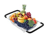 Over the Sink Colander Expandable Stainless Steel Strainer Basket for Kitchen Sink Rinse Veggies and Fruits,Drain Pasta and Small Dishes (Large)