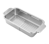 Over The Sink Colander,Stainless Steel Colander with Handle Retractable Kitchen Sink Basket for Washing Fruits and Vegetables