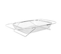 Over the Sink Colander Stainless Steel, Oval Colander Strainer Basket for Kitchen Sink Fine Mesh Strainer Basket with Handles Expandable for Kitchen Strain Drain Vegetables Fruits(Silver)