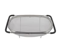 Over The Sink Colander Stainless Steel Telescopic Strainer Basket with Rubber Handle for Kitchen Sink Strainer Basket Tool Perfect for Straining Draining Drying Pasta Vegetables