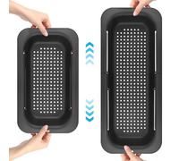 Over The Sink Colander Strainer Basket, Extendable Sink Drain Basket, Multi-Functional Fruit & Vegetable Cleaning Basket Wash Vegetables and Fruits, Drain Cooked Pasta(7.9 W X 13.4-19.5 L X 2.75 H)