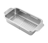 Over The Sink Dish Drainer, Adjustable Sink Basket, Stainless Steel Colander, Expandable Draining Rack, Ideal for Kitchen Home Use, 16.5 Inches, Silver Color, 1 Piece