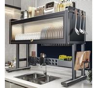 Over The Sink Dish Drainer Drying Rack, Over The Sink Organizer, Large Capacity Dish Rack With Cabinet Door Design And Stable Suction Cups Base, Space-Saving Dish Drainers