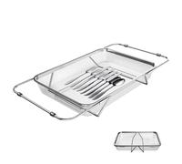 Over the Sink Dish Drainer - Extendable Stainless Steel Basket, Compact Draining Board, Multifunctional Kitchen Organizer | Plates Bowls Cups Tableware Chopsticks Forks Spoons Utensils Washing