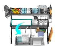 Over The Sink Dish Drying Rack - 3 Tier Space Saver Kitchen Organizer with Utensil Holder, Large Drainer Shelf for Efficient Dish Storage and Drying Solutions