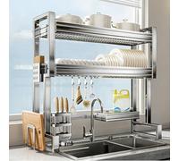 Over The Sink Dish Drying Rack, 304 Stainless Steel Multiple Kitchen Dishware Storage Counter Organization, with Utensils, for Kitchen Storage & Organization