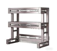 Over The Sink Dish Drying Rack, Double-Tier Pull-Out Organizer with Flip Door, Large Capacity Space-Saving Drainer for Kitchen Countertops, Rust-Resistant & Multi-Width Adaptation A 86cm/33.8in