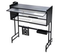 Over The Sink Dish Drying Rack,Heavy Duty Metal Drainer Rack with Flip Cover,Kitchen Dishes Storage Shelf Utensil Holder for Kitchen Counter Organizer(Black)