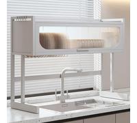 Over the Sink Dish Drying Rack, Large Capacity Kitchen Dish Drainer Organizer, Space-Saving Storage Holder with Hooks for Efficient Countertop Use