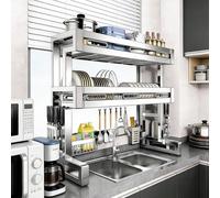 Over The Sink Dish Drying Rack - Metal Kitchen Storage Shelf for Dishes, Glasses, Bowls & Cutlery, Space-Saving Countertop Organizer (56cm/22in)