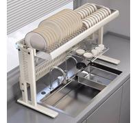 Over the Sink Dish Drying Rack, Single Layer Kitchen Counter Dishrack, Space-Saving Large Capacity Dish Drainers for Storage and Organization
