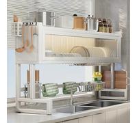 Over The Sink Dish Drying Rack - Space-Saving Rust-Resint Kitchen nizer with Cutlery Holder & Adjuble Pegs for Efficient Drying of Dishes, Plates, and Cups - Lar Multi-Functal Design