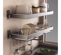 Over The Sink Dish Drying Rack Space Saving Wall Mounted Kitchen Organizer 2 Piece Versatile Storage Solution for Kitchen & Dining Room (39.4in/100cm)