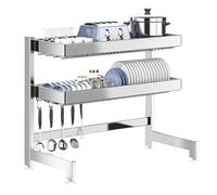 Over The Sink Dish Drying Rack, Stainless Steel 3 Tier Kitchen Shelf for Dishes, Bowls, Utensils, Space-Saving Design, Durable and Stable, Silver