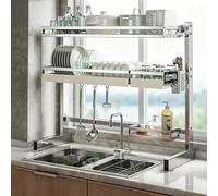 Over The Sink Dish Drying Rack, Stainless Steel Kitchen Counter Utensil Holder Organizer, Multifunctional Shelf for Sink Area