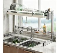 Over The Sink Dish Drying Rack, Stainless Steel Kitchen Counter Utensil Holder Organizer, Multifunctional Shelf for Sink Area