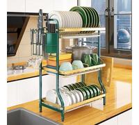 Over The Sink Dish Drying Rack with Holder & Cutting Board, Space-Saving Kitchen Counter Drainer Rack, Efficient Drainage & Organization Solution