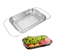 Over The Sink Sink Strainer - Extendable Stainless Steel Filter Basket, Fine Mesh Kitchen Draining Basket for Rice, Cereals, Pasta, Berries, Washing, Cooking