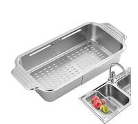 Over The Sink Strainer | Adjustable Dish Drying Rack for Sink - Draining Strainers Stopper Basket Colander for Washing Food Home Bathroom Counter Fruit
