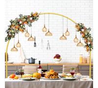 Over The Table Rod Stand with Clamps Adjustable Max Length 100" Max Height 53" Semi-circular Metal Balloon Flower Table Arch Decoration for Party Birthday Wedding Anniversary Valentine's Day, Golden