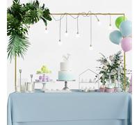 Over The Table Rod Stand with Clamps, Gold Metal Over Table Hanging Rail for Decorations, Adjustable 31"-47" Tall, 47"-102" Length, Table Hanging Rail, Bar, Pole for Garland Banner Backdrop, Metal Bal