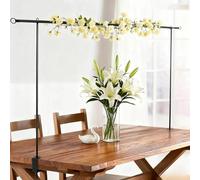 Over The Table Rod Stand with Clamps, Metal Table Balloon Arch Stand, Adjustable Height 42-123cm & Length 80-250cm, Over Table Display Bar for Wedding, Birthday, Party, Reception Décor