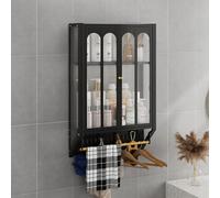 Over-the-Toilet Bathroom Medicine Cabinet with 2 Acrylic Doors, No-Drill Cosmetic Storage, Metal Floating Shelf for Living Room & Dining Room Display, Space-Saving Organizer