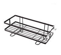 Over The Toilet Bathroom Space-Saving Toilet Rack with Hooks Open Storage Shelf Easy Assembly Stylish Grid Design Black (34x15x7cm)
