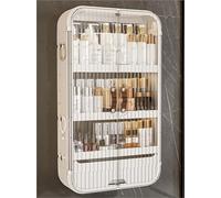 Over-The-Toilet Bathroom Wall Cabinet - Multi-Purpose Plastic Storage with Transparent Doors - No Punching Required - Ideal for Kitchen & Bathroom (White Large)
