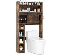 Over The Toilet Cabinet Farmhouse Bathroom Rack With Toilet Paper Holder Gymax Brown One Size