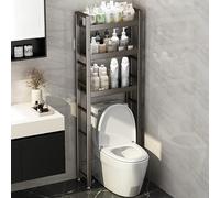 Over-the-Toilet Laundry Shelf, 3-Tier Washer Storage, Gray 64in/162cm, Space-Saving Bathroom Rack, Ideal for Laundry Room & Toilet Storage Solutions.