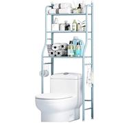 Over The Toilet Storage - 3 Tier Bathroom Shelves with Adjustable Feet & Fixed Stickers - Space-Saving Solution for Bathroom, Kitchen, Study