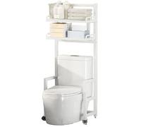 Over The Toilet Storage Adjustable 2-Tier Bathroom Shelf with Bold Partitions - Ideal for Bathroom Kitchen & Study - Space-Saving White Design