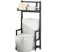 Over The Toilet Storage - Adjustable Bathroom Shelf with Stable Partitions for Bathroom Kitchen & Study - Stylish Black 1 Tier Solution for Space-Saving