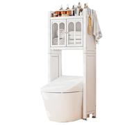 Over The Toilet Storage Cabinet - 2-Tier Bathroom nizer with Double Doors & Metal Frame for Efficient Space-Saving in Bathroom Laundry Room & Storage Room - Stylish & Functional Solution
