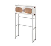 Over The Toilet Storage Cabinet Adjustable Shelves Space-Saving Stand Easy Assembly Freestanding Bathroom Storage Solution (White 70x28x132cm)