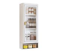 Over The Toilet Storage Cabinet, Wall Mounted Bathroom Medicine Cabinet with Closed Cupboards and Spice Box, 3-Tier Steel Cosmetic Storage Locker