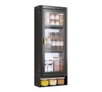 Over The Toilet Storage Cabinet, Wall Mounted Bathroom Medicine Cabinet with Closed Cupboards and Spice Box, 3-Tier Steel Cosmetic Storage Locker