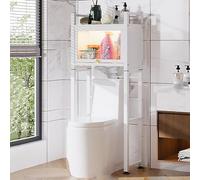 Over-The-Toilet Storage nizer Space-Saving Bathroom Shelf with Door 2 Wide 50cm Shelves White Toilet Top Rack Ideal for Bathroom Essentials