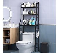 Over The Toilet Storage Rack - 3-Tier Metal Shelf with Toilet Paper Holder and Hooks | Space Saver Bathroom Organizer - Free Standing Storage Unit