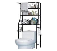 Over-The-Toilet Storage Rack - Freestanding Bathroom Shelf Space-Saving Toilet Rack for Maximum Storage Stylish Black Bathroom Shelves for Small Spaces