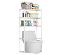 Over The Toilet Storage RackSpaceSaving Bathroom nizer NoPunch Design for Restroom & Laundry Stylish White 50.5x30x134cm Space Saver Solution