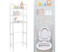 Over The Toilet Storage Shelf 3 Tier Toilet Shelf Bathroom Shelf Organizer Stand Space Saving Multifunctional Floating Shelves Bathroom Storage Toilet Stand for Home Bathroom Paper Towel(White)