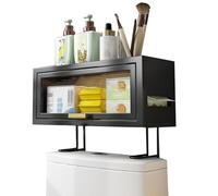 Over The Toilet Storage Shelf with Doors - Wall Mounted Metal Rack Multi-Functional Freestanding Bathroom Space Saver for Toilet Area (Available in White & Black)